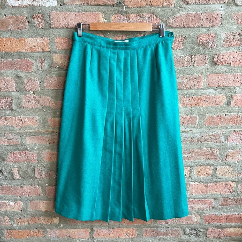 Vintage Teal Pleated Skirt fit women medium - Picture 1 of 8